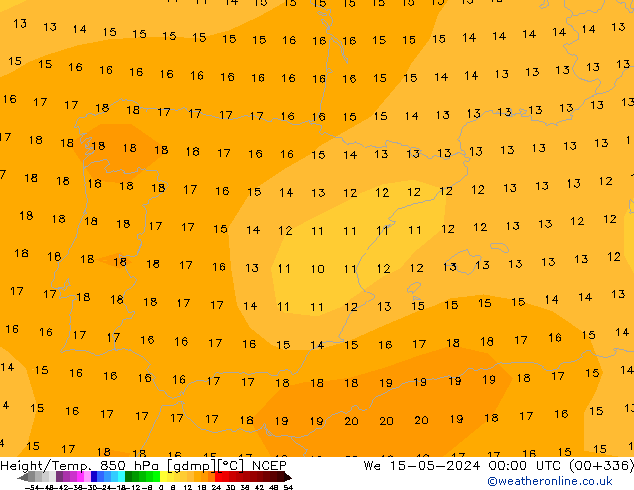 Height/Temp. 850 hPa NCEP Qua 15.05.2024 00 UTC