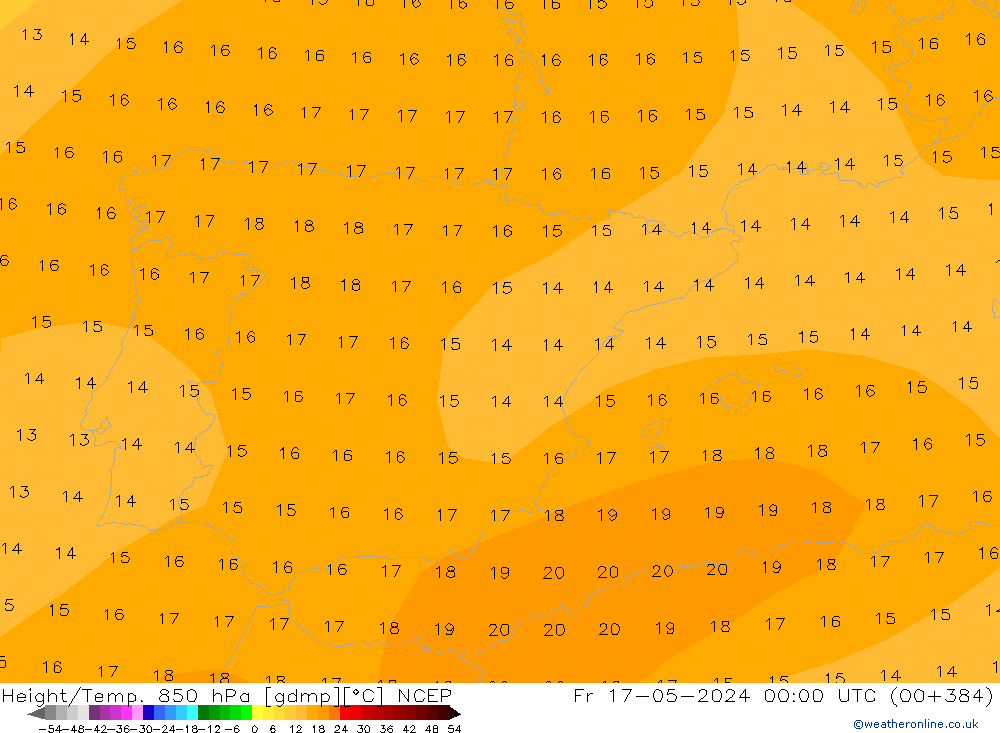 Yükseklik/Sıc. 850 hPa NCEP Cu 17.05.2024 00 UTC