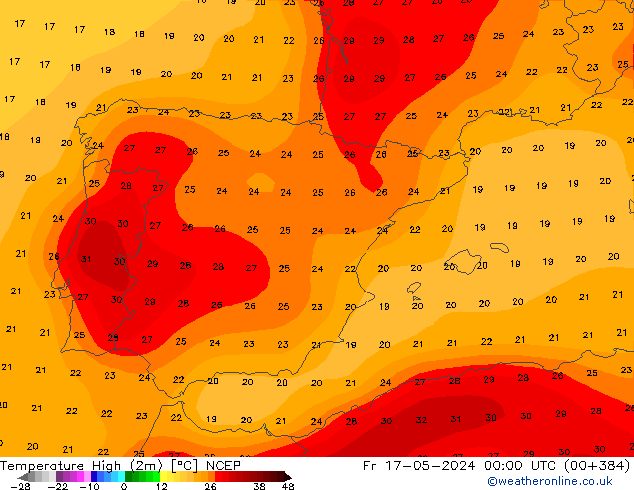 Temperature High (2m) NCEP Fr 17.05.2024 00 UTC