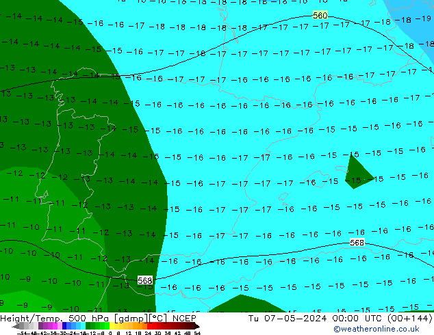 Height/Temp. 500 hPa NCEP  07.05.2024 00 UTC