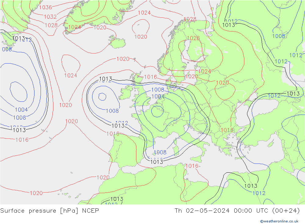 Yer basıncı NCEP Per 02.05.2024 00 UTC