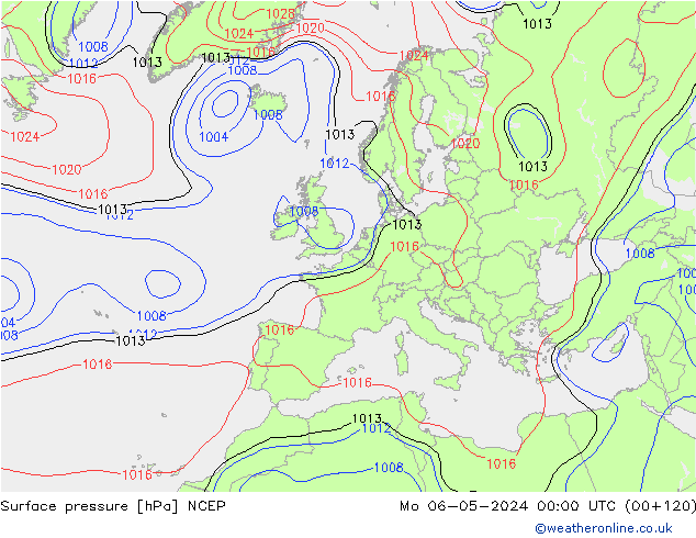 地面气压 NCEP 星期一 06.05.2024 00 UTC