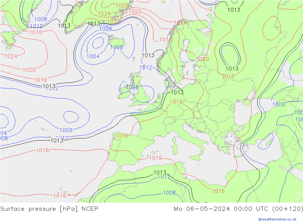 Pressione al suolo NCEP lun 06.05.2024 00 UTC