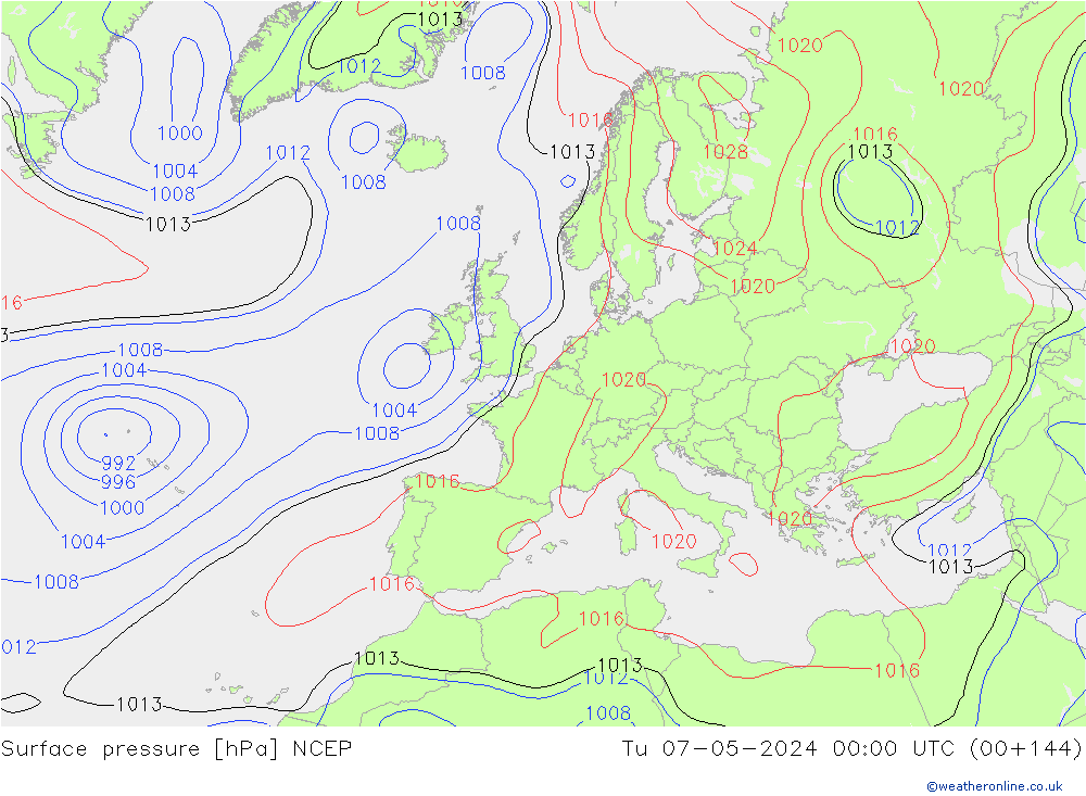 Bodendruck NCEP Di 07.05.2024 00 UTC