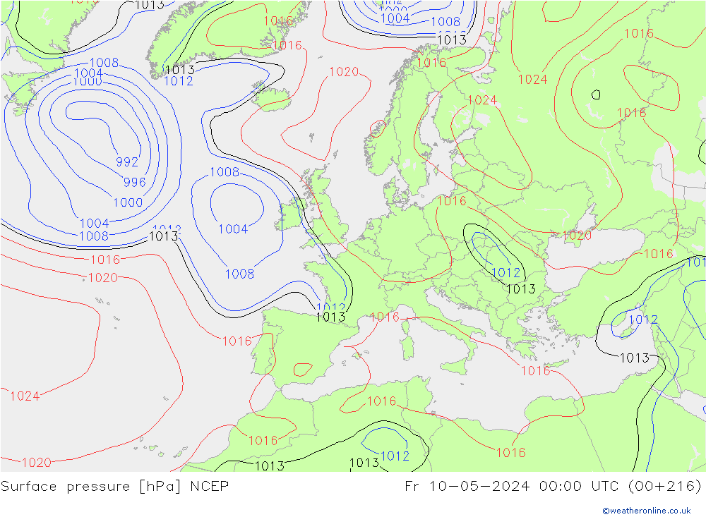 Pressione al suolo NCEP ven 10.05.2024 00 UTC