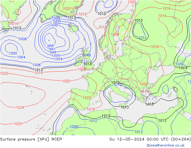 Atmosférický tlak NCEP Ne 12.05.2024 00 UTC