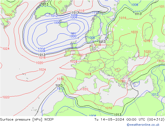 Presión superficial NCEP mar 14.05.2024 00 UTC