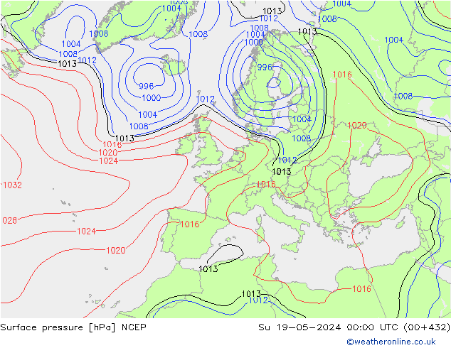 pressão do solo NCEP Dom 19.05.2024 00 UTC