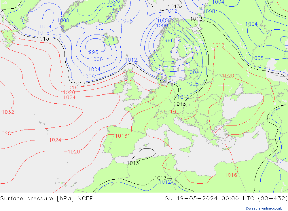Surface pressure NCEP Su 19.05.2024 00 UTC