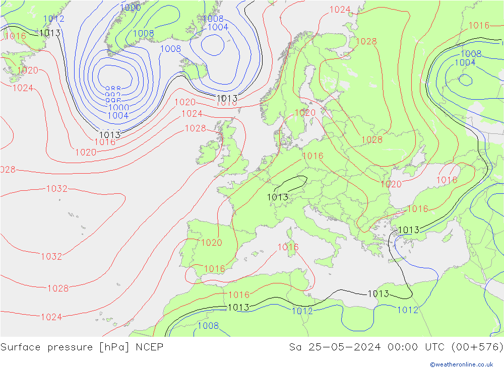 ciśnienie NCEP so. 25.05.2024 00 UTC