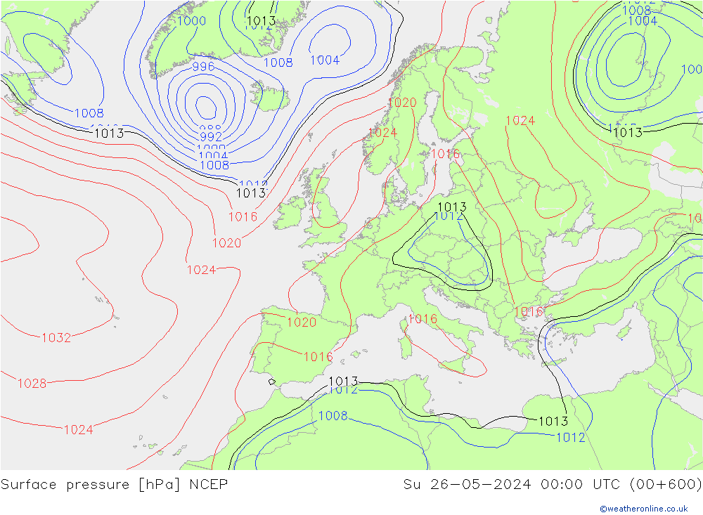 Surface pressure NCEP Su 26.05.2024 00 UTC