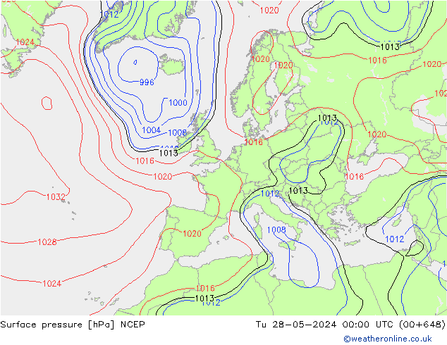 Atmosférický tlak NCEP Út 28.05.2024 00 UTC