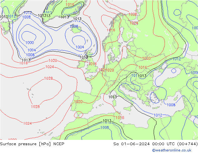 Surface pressure NCEP Sa 01.06.2024 00 UTC