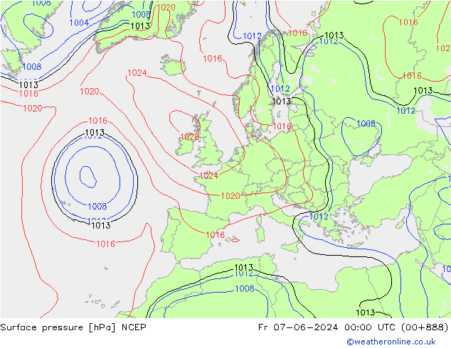 Surface pressure NCEP Fr 07.06.2024 00 UTC