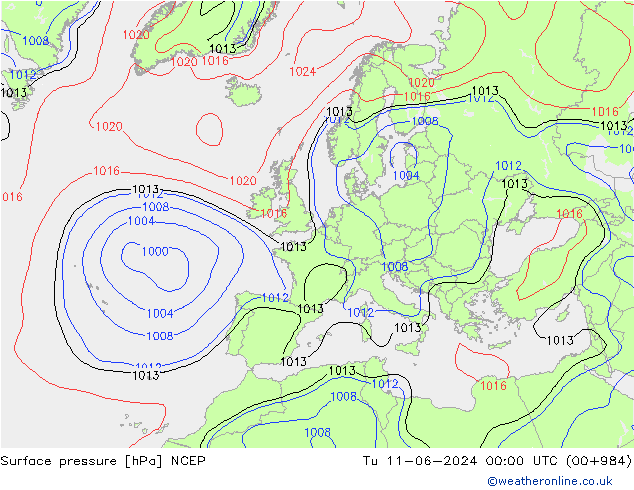 Presión superficial NCEP mar 11.06.2024 00 UTC