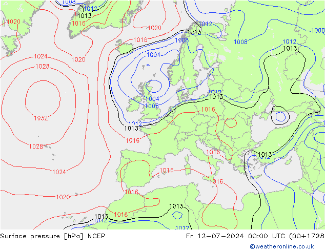 Surface pressure NCEP Fr 12.07.2024 00 UTC