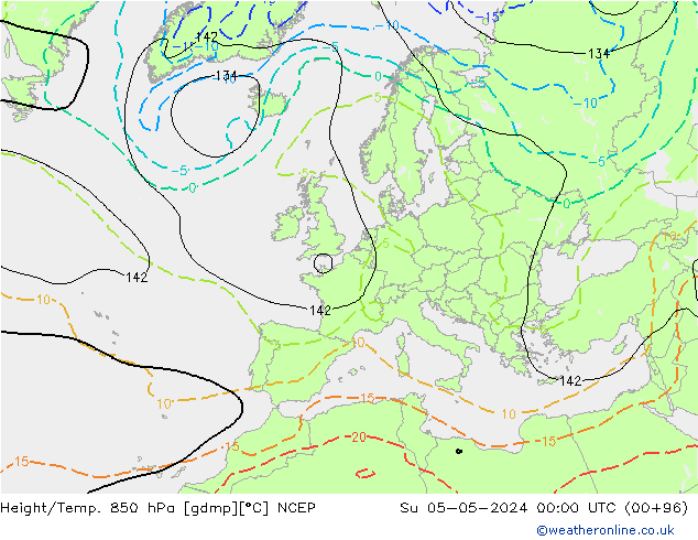 Height/Temp. 850 hPa NCEP Su 05.05.2024 00 UTC