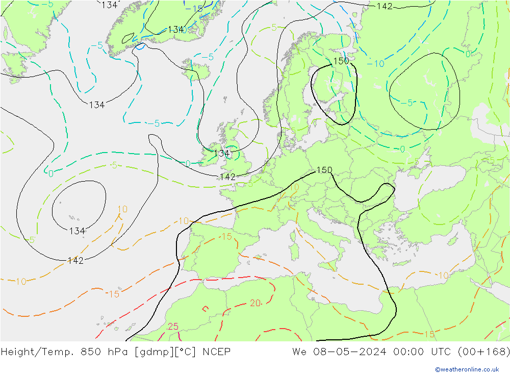 Height/Temp. 850 hPa NCEP  08.05.2024 00 UTC