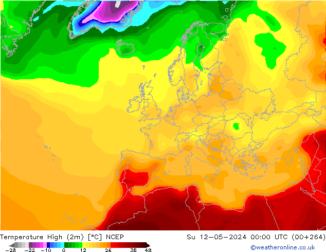 Temperature High (2m) NCEP Su 12.05.2024 00 UTC