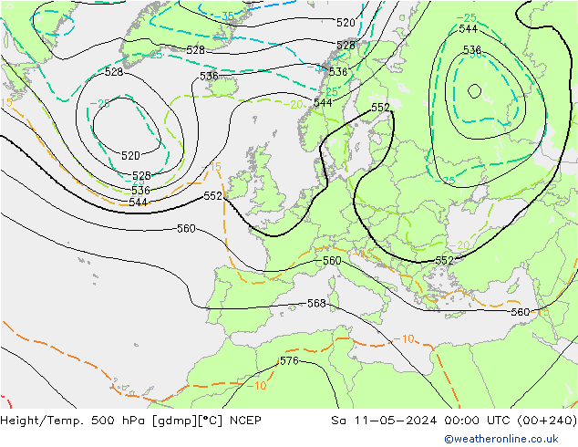 Yükseklik/Sıc. 500 hPa NCEP Cts 11.05.2024 00 UTC