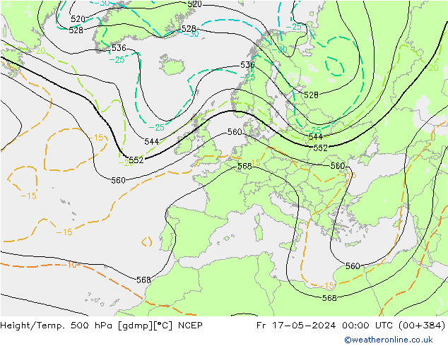 Height/Temp. 500 hPa NCEP ven 17.05.2024 00 UTC