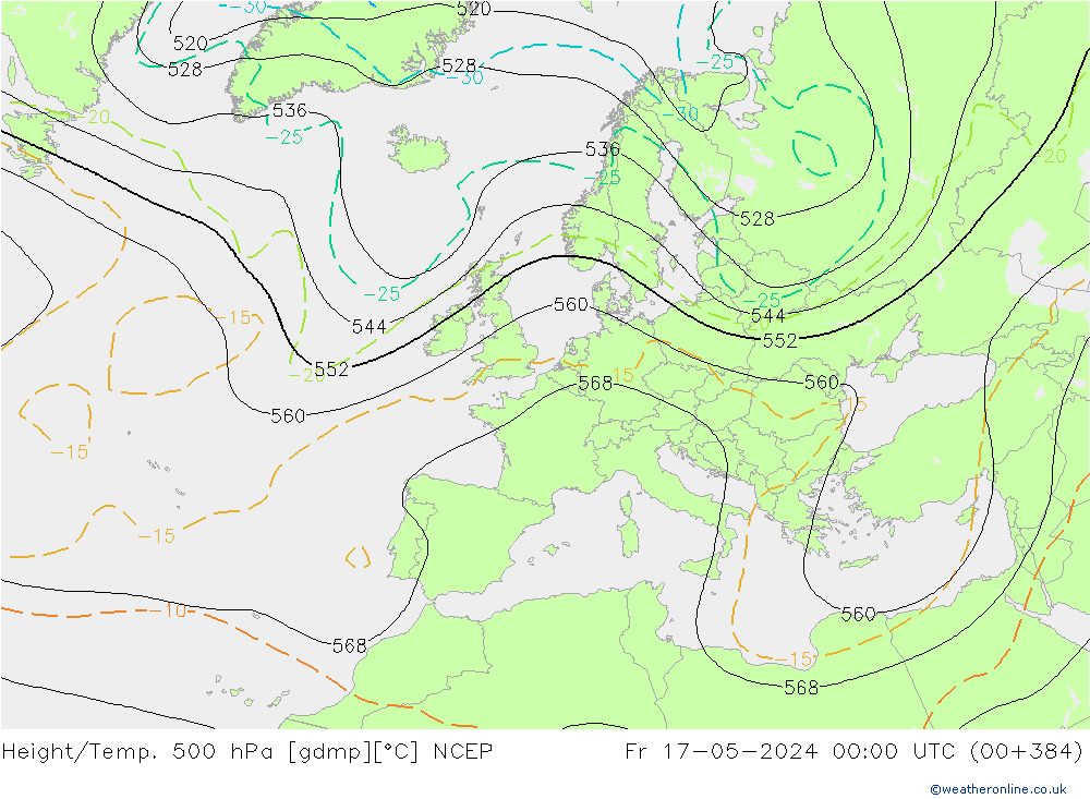 Height/Temp. 500 hPa NCEP ven 17.05.2024 00 UTC