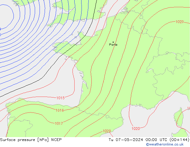 Surface pressure NCEP Tu 07.05.2024 00 UTC