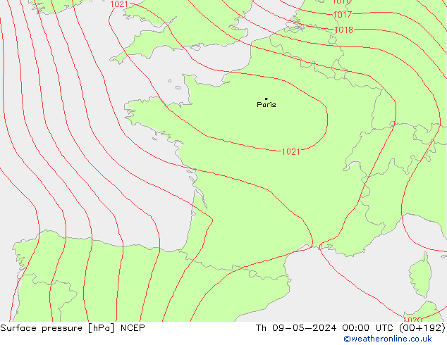 Bodendruck NCEP Do 09.05.2024 00 UTC