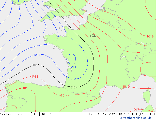 ciśnienie NCEP pt. 10.05.2024 00 UTC