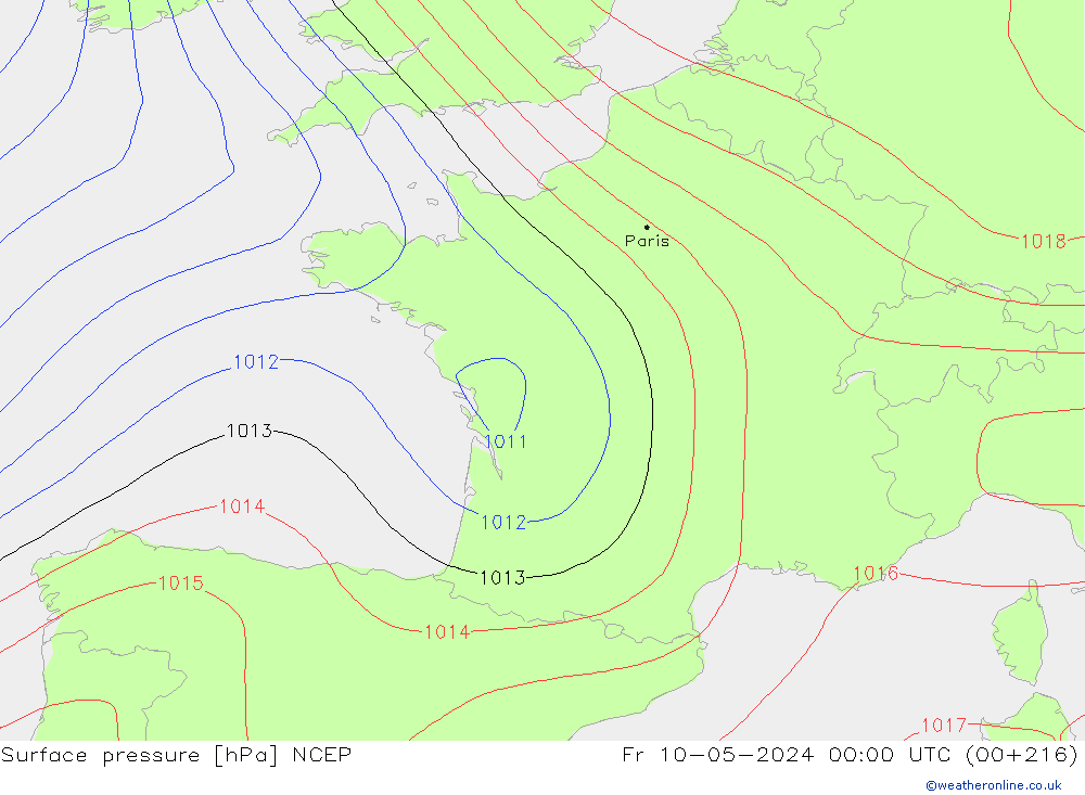 ciśnienie NCEP pt. 10.05.2024 00 UTC