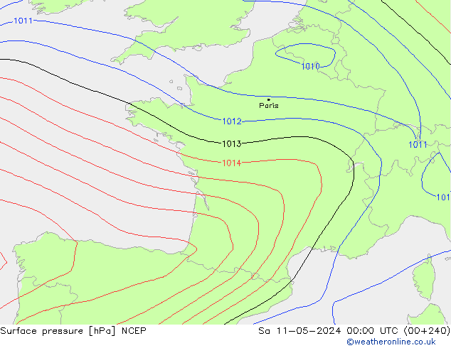 Presión superficial NCEP sáb 11.05.2024 00 UTC