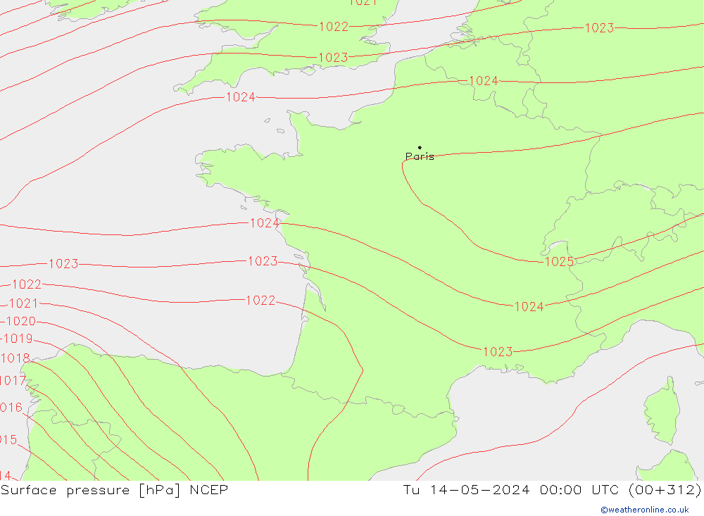 Luchtdruk (Grond) NCEP di 14.05.2024 00 UTC