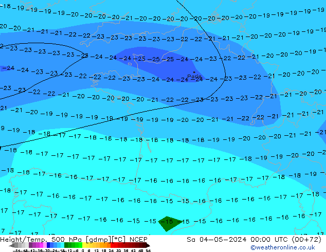 Height/Temp. 500 hPa NCEP Sa 04.05.2024 00 UTC