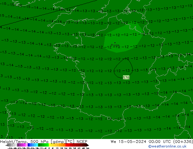 Height/Temp. 500 hPa NCEP We 15.05.2024 00 UTC