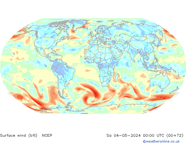 Surface wind (bft) NCEP So 04.05.2024 00 UTC
