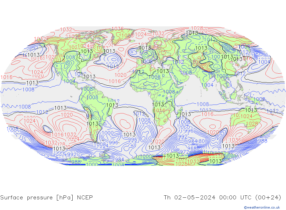 приземное давление NCEP чт 02.05.2024 00 UTC