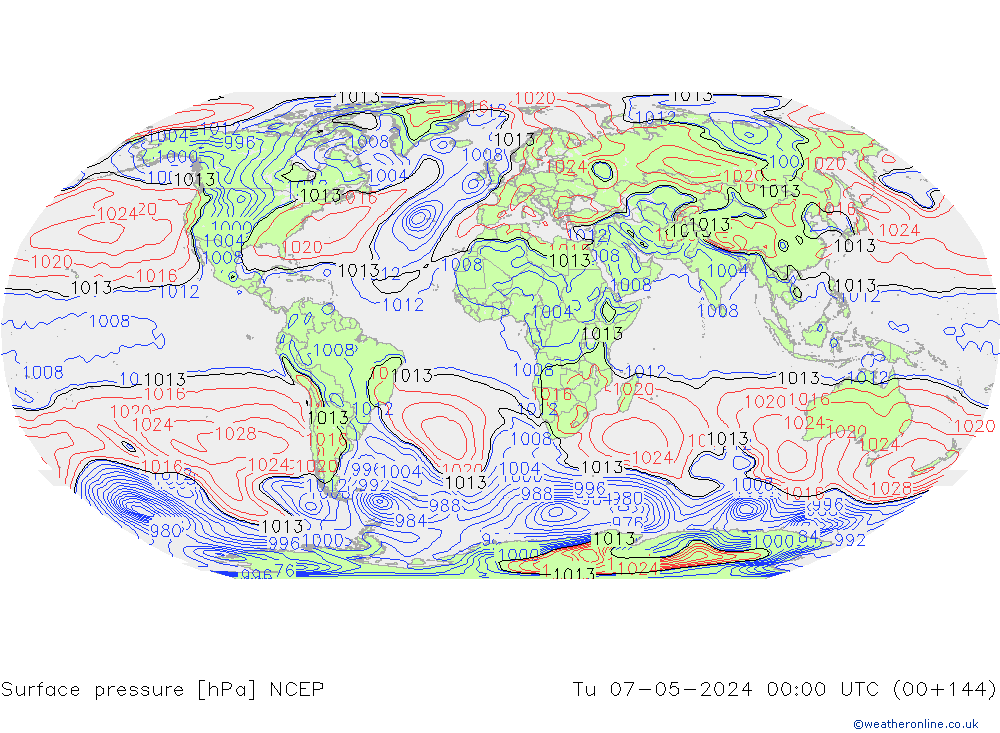 Luchtdruk (Grond) NCEP di 07.05.2024 00 UTC