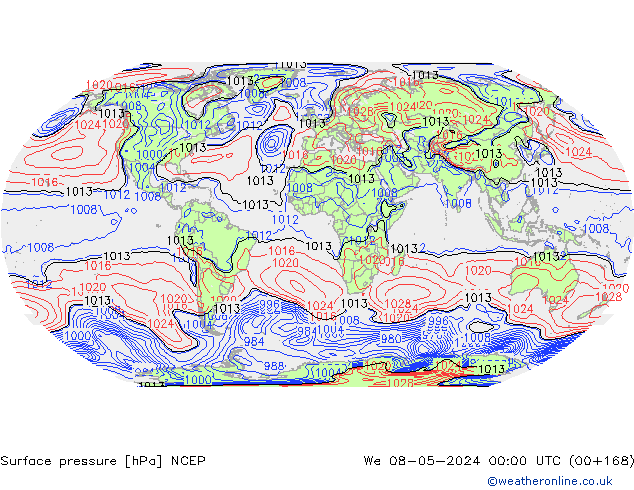 Surface pressure NCEP We 08.05.2024 00 UTC