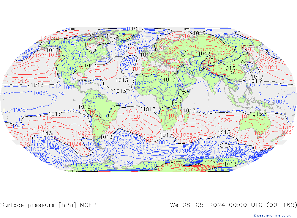 Surface pressure NCEP We 08.05.2024 00 UTC