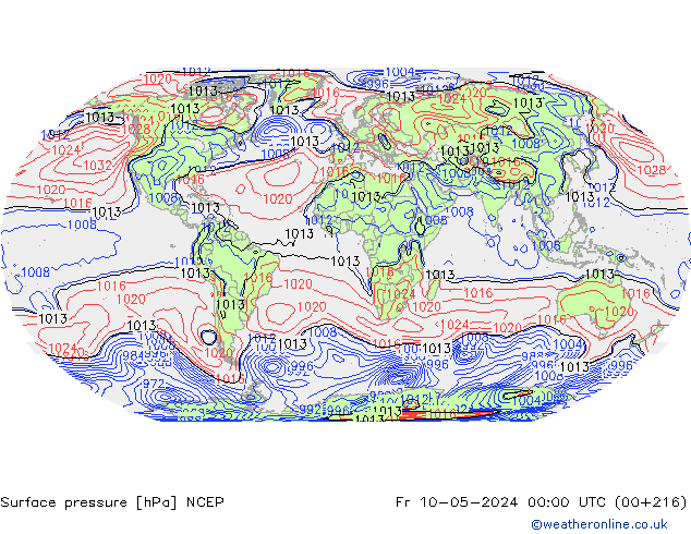 Yer basıncı NCEP Cu 10.05.2024 00 UTC