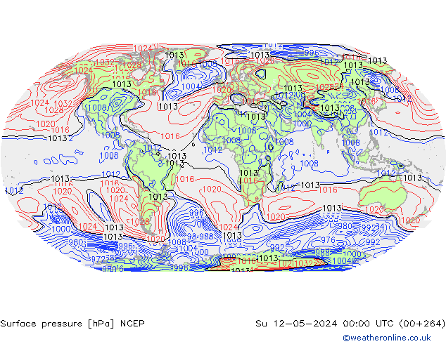 Surface pressure NCEP Su 12.05.2024 00 UTC