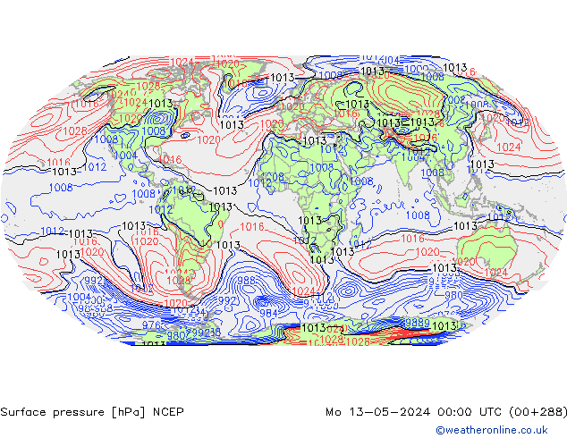 Luchtdruk (Grond) NCEP ma 13.05.2024 00 UTC