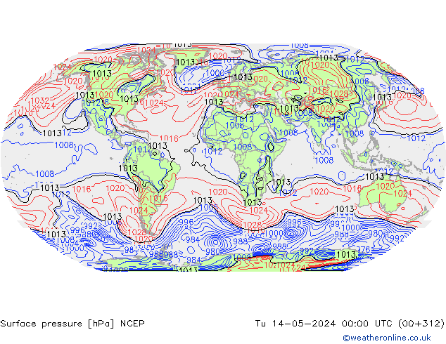 pressão do solo NCEP Ter 14.05.2024 00 UTC