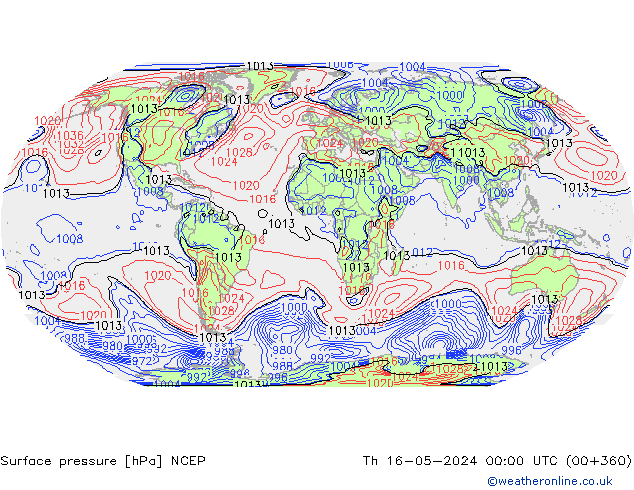 приземное давление NCEP чт 16.05.2024 00 UTC