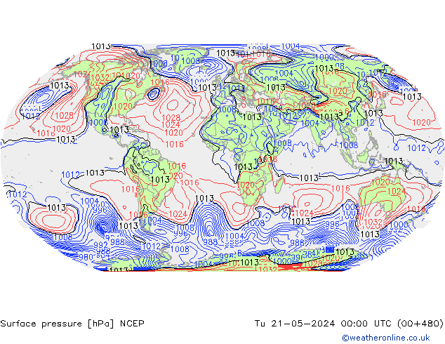 Surface pressure NCEP Tu 21.05.2024 00 UTC