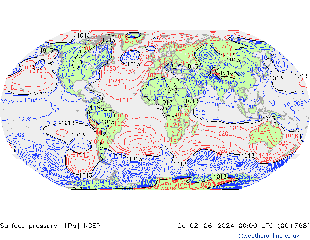 приземное давление NCEP Вс 02.06.2024 00 UTC