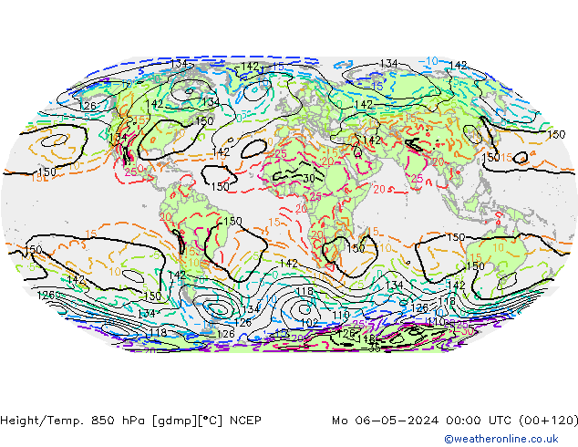 Yükseklik/Sıc. 850 hPa NCEP Pzt 06.05.2024 00 UTC