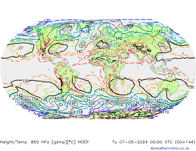 Height/Temp. 850 hPa NCEP Tu 07.05.2024 00 UTC