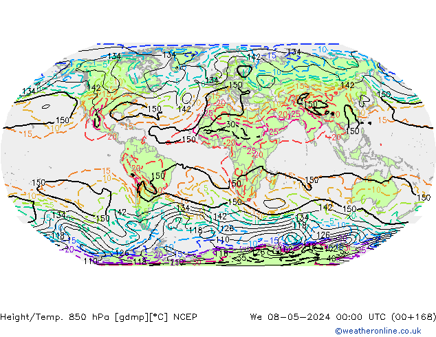 Height/Temp. 850 hPa NCEP Qua 08.05.2024 00 UTC