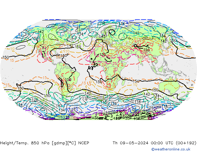 Height/Temp. 850 hPa NCEP Do 09.05.2024 00 UTC